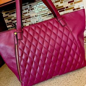 Vera Bradley Quilted Leather Avery Tote Claret
